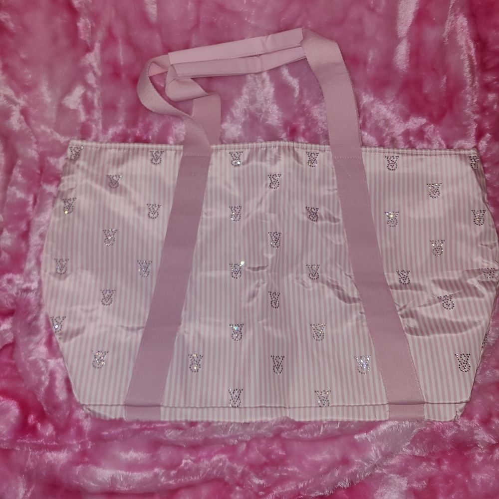 Pink Striped Tote Bag